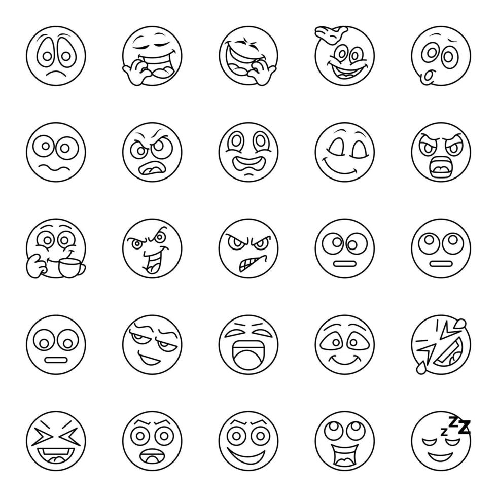 översikt ikoner för emojis. vektor
