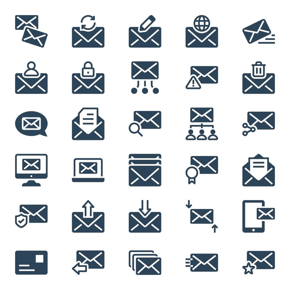 glyf ikoner för e-post. vektor
