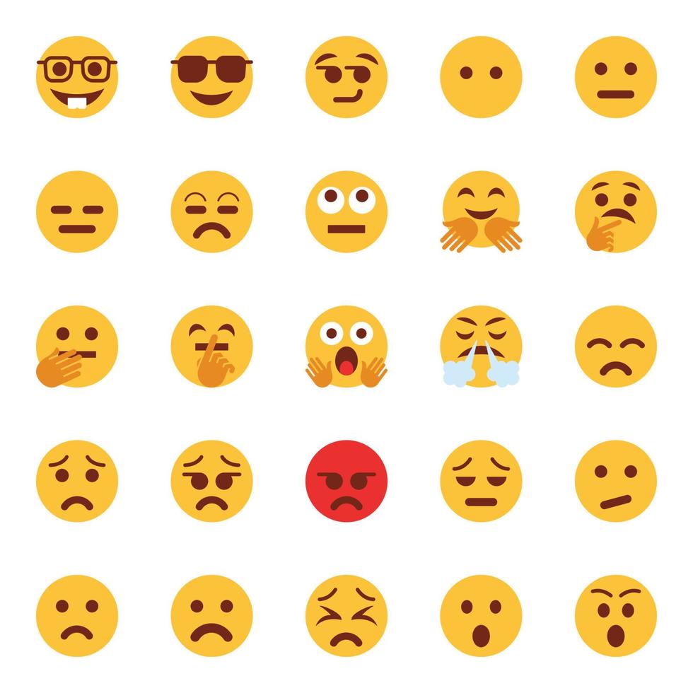 flache Farbsymbole für Emojis. vektor