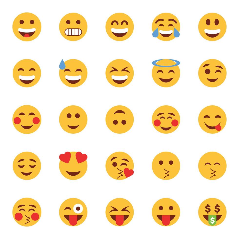 platt Färg ikoner för emojis. vektor