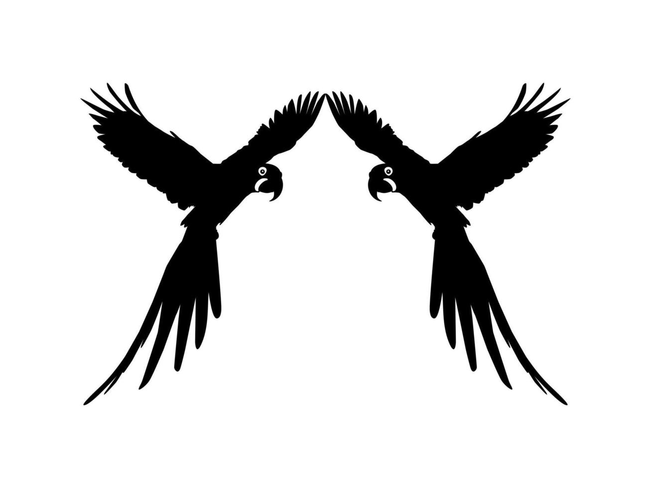 Fliegender Ara-Vogelschattenbild für Logo, Piktogramm, Kunstillustration, Website oder Grafikdesignelement. Vektor-Illustration vektor