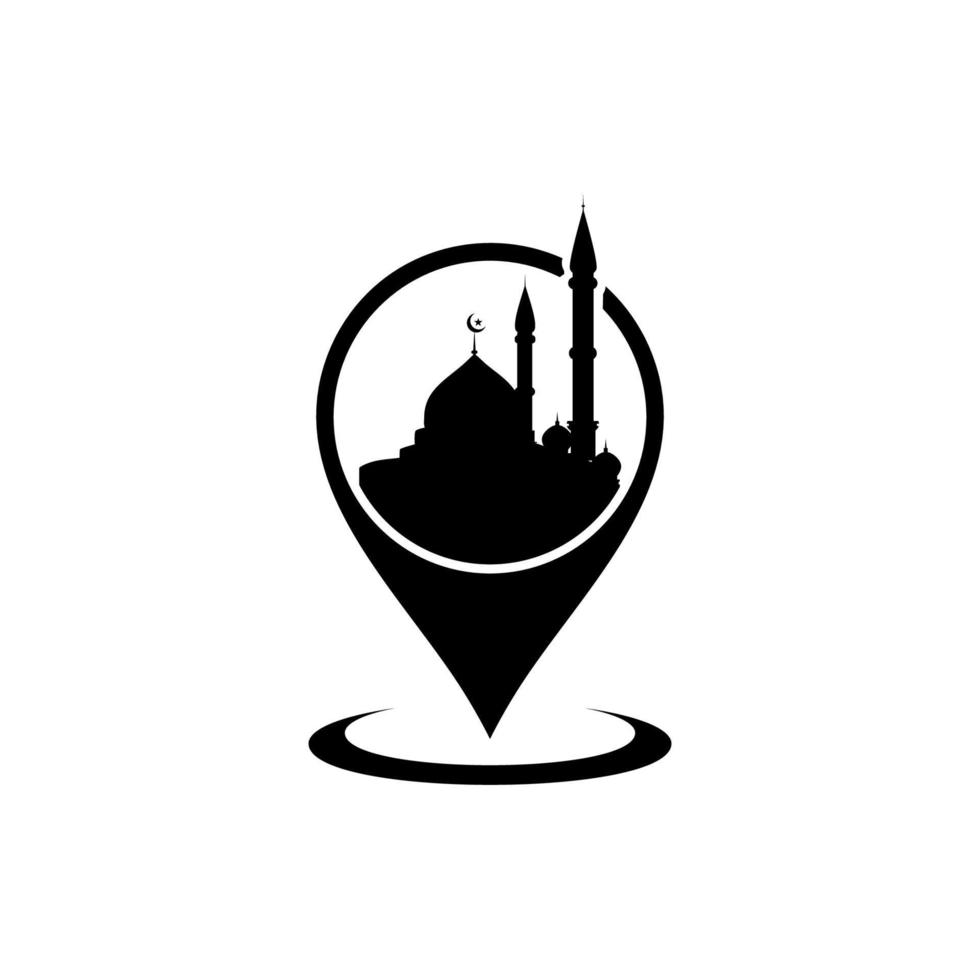 Moscheestandortsilhouette für Symbol, Symbol, Apps, Website, Logo oder Grafikdesignelement. Vektor-Illustration vektor