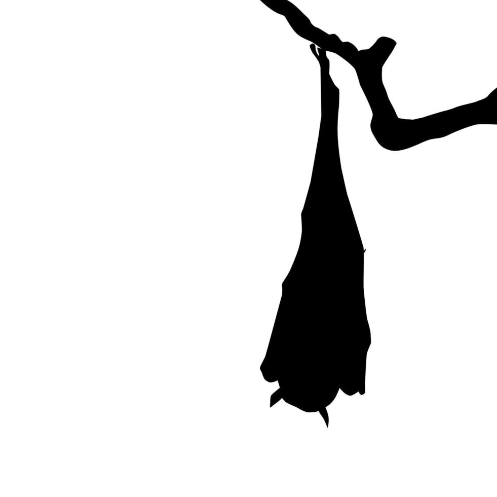 schlafende Fledermaus auf der Astbaumsilhouette für Halloween-Poster, Kunstillustration, Horrorfilm oder Filmposter für Grafikdesign-Element. Vektor-Illustration vektor