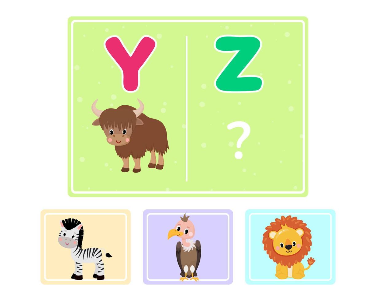 pädagogisches Logikspiel für Kinder. alphabetische Bildung für Kinder. Entwicklung der Logik iq. visuelle Intelligenz, Gedankenspiele. Vektor-Illustration. vektor