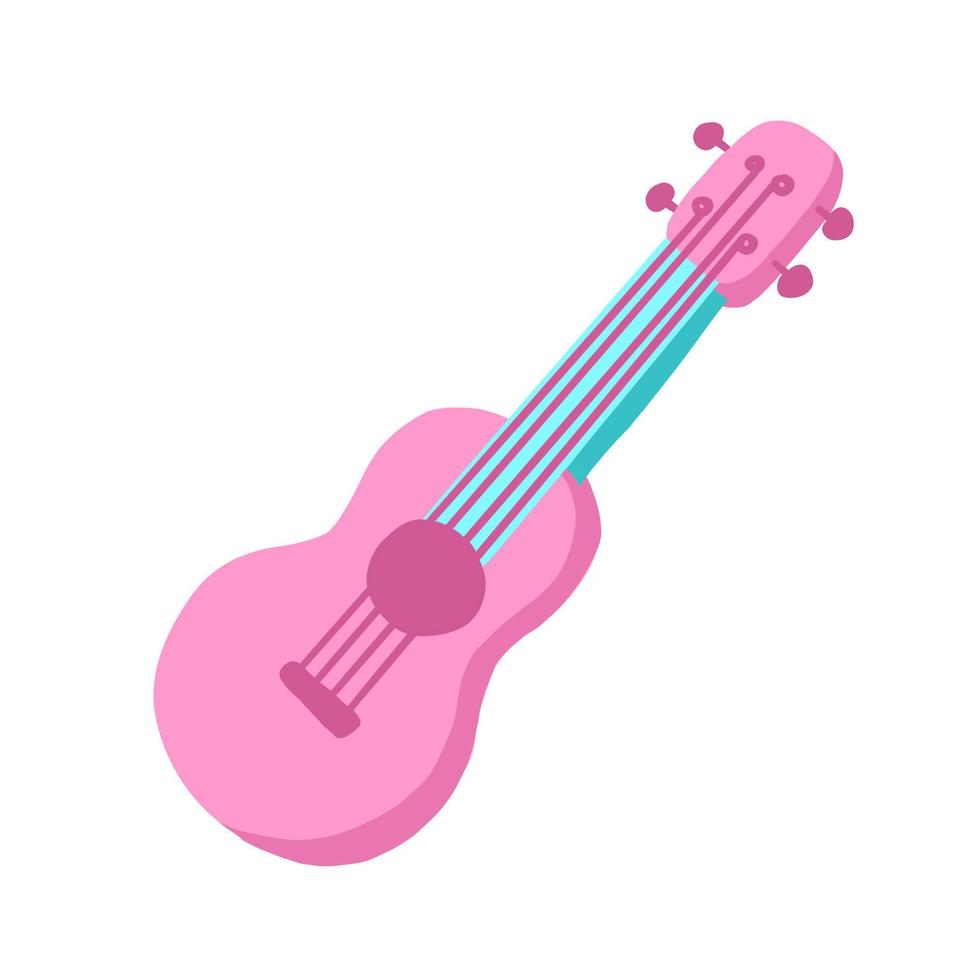 rosa gitarr. hawaiian ukulele. vektor illustration i tecknad serie platt stil.