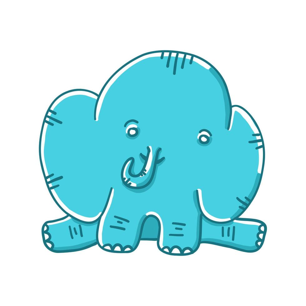 Elefantenvektorillustration im flachen Stil der Karikatur lokalisiert auf weißem Hintergrund. vektor