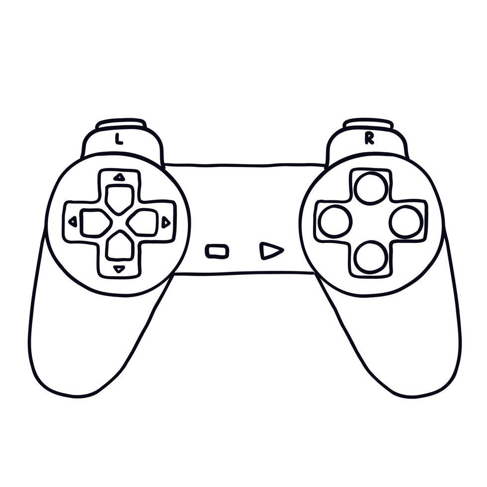 Spiel Retro-Controller. Vektor-Illustration im handgezeichneten Umriss-Doodle-Stil isoliert auf weißem Hintergrund. vektor