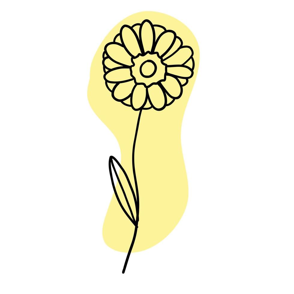 Blume mit buntem Pinsel im flachen Doodle-Cartoon-Stil. Vektor-Illustration isoliert auf weißem Hintergrund. vektor