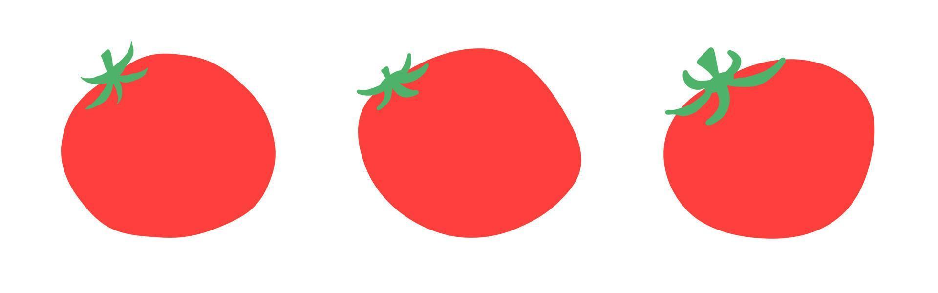 satz tomaten im flachen karikaturstil. gesundes natürliches gemüse essen. Vektor-Illustration isoliert auf weißem Hintergrund. vektor