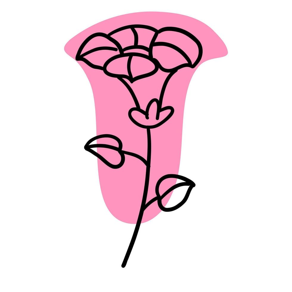 Blume mit buntem Pinsel im flachen Doodle-Cartoon-Stil. Vektor-Illustration isoliert auf weißem Hintergrund. vektor