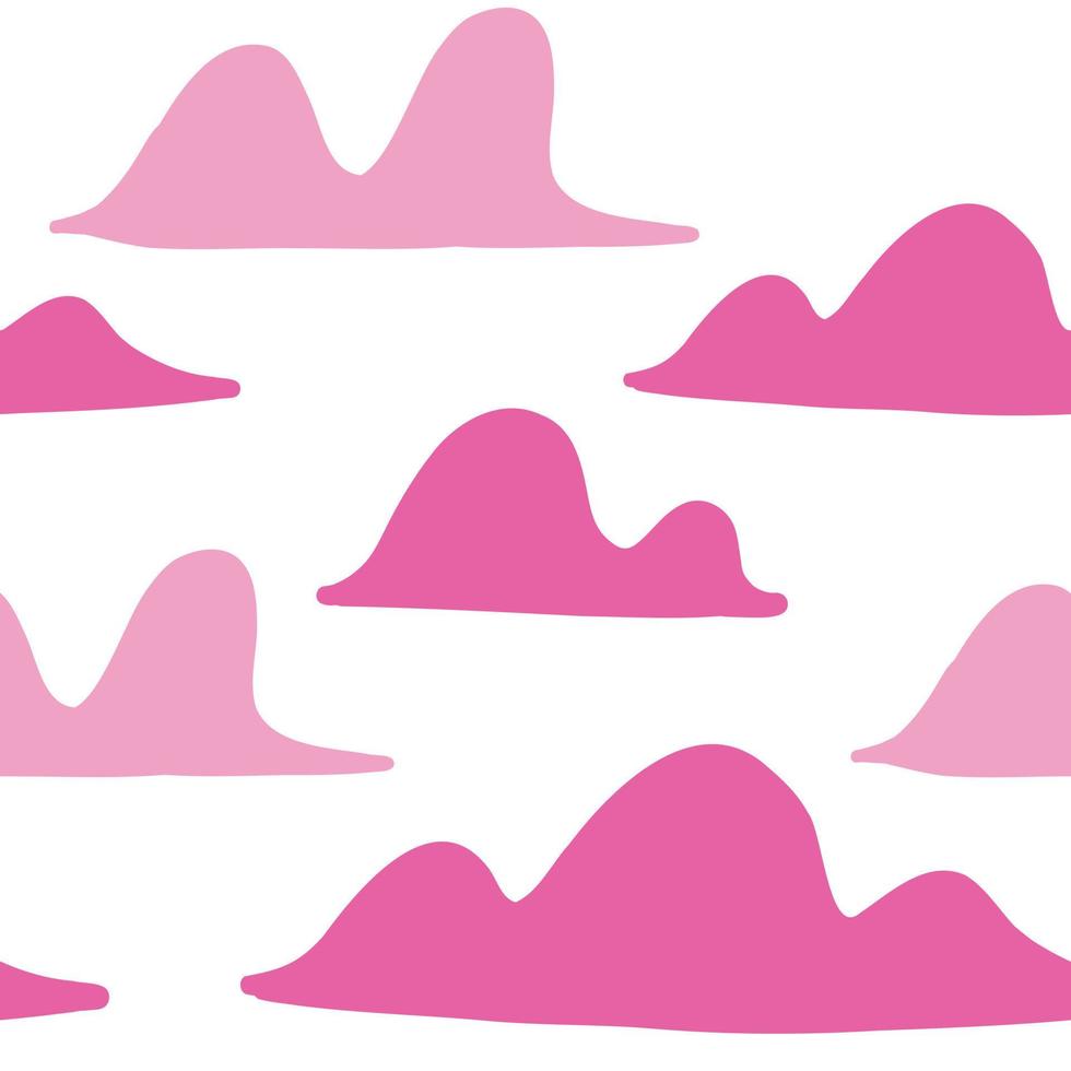Vektorwolkenmuster. vektorillustration auf weißem hintergrund im flachen karikaturstil. rosa farben. vektor
