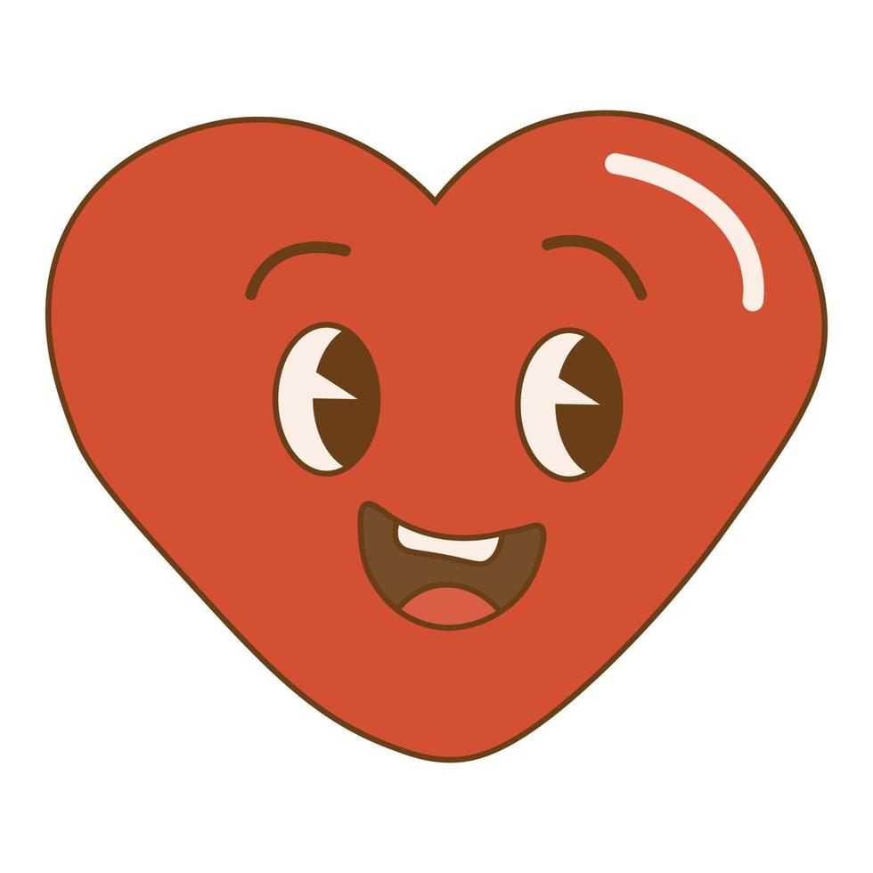 grooviges schönes herz.glücklicher valentinstag. Funky Happy Heart Charakter im trendigen Retro-Cartoon-Stil der 60er 70er Jahre vektor