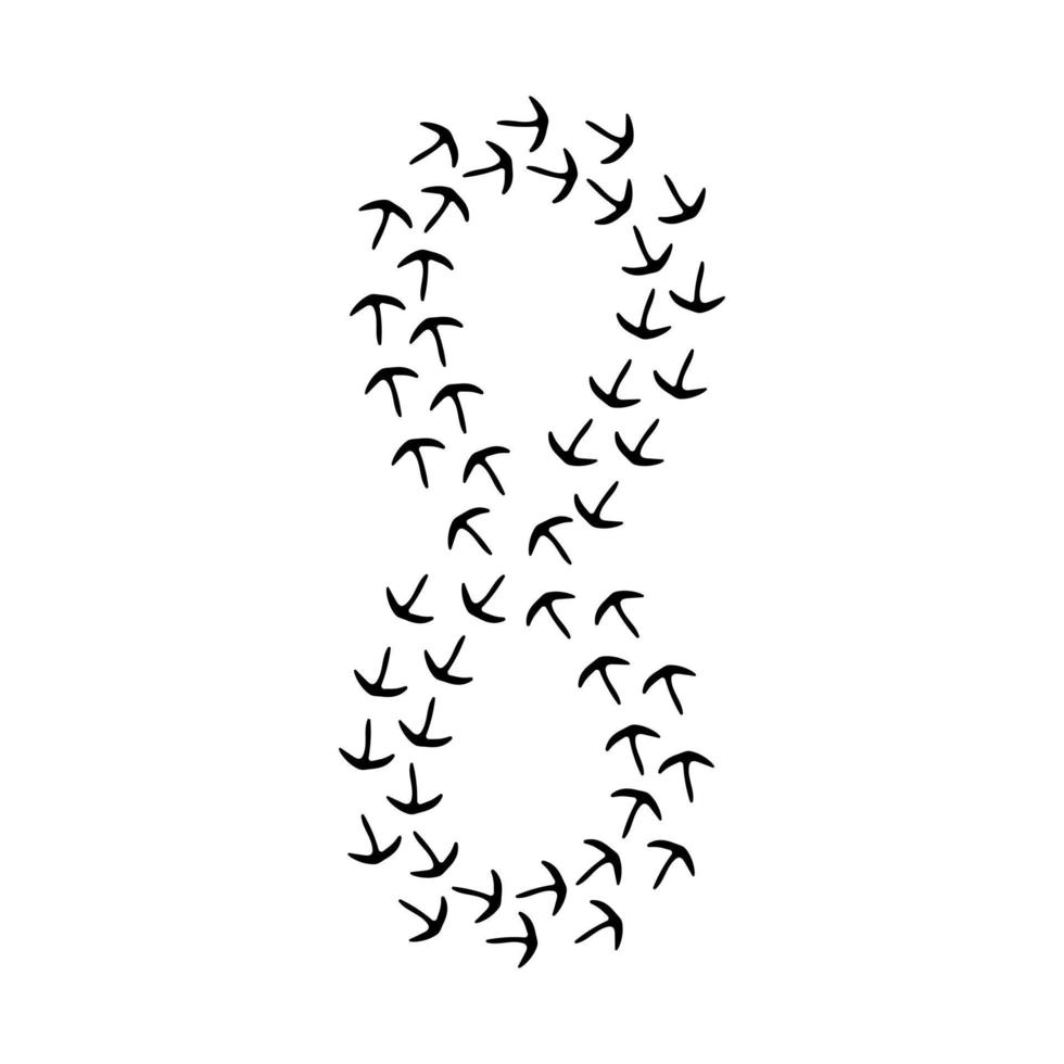 Spuren von Vögeln Symbolvektor. Hühnerschritte Abbildung Zeichen. Fußabdrücke Symbol oder Logo. vektor