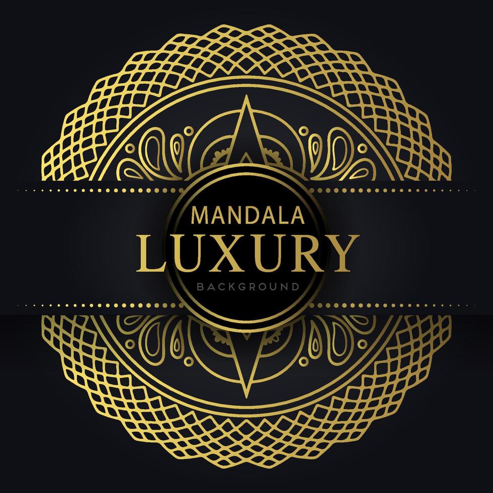 Luxus-Mandala golden mit schwarzem Hintergrund elegantes Design für Jubiläumseinladung Henna vektor