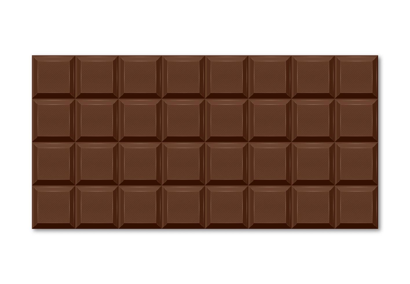 realistische Darstellung der braunen Schokoladentafel mit rechteckigen Scheiben. vektor