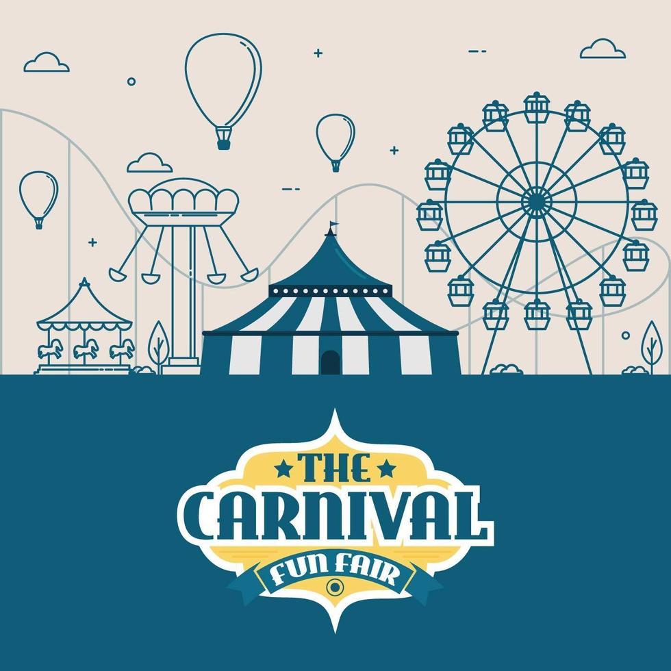 vektorillustrationer av karnevalscirkus med tält och karuseller vektor