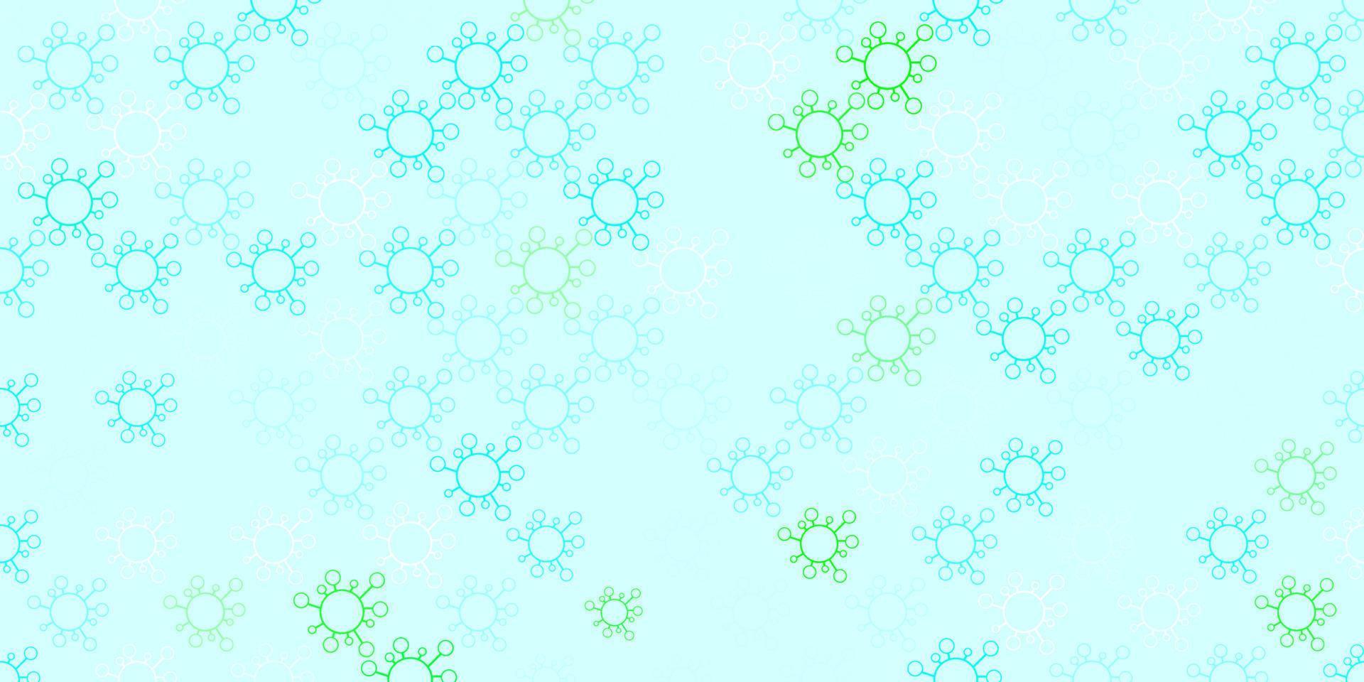 ljusblå, grön vektorbakgrund med virussymboler. vektor
