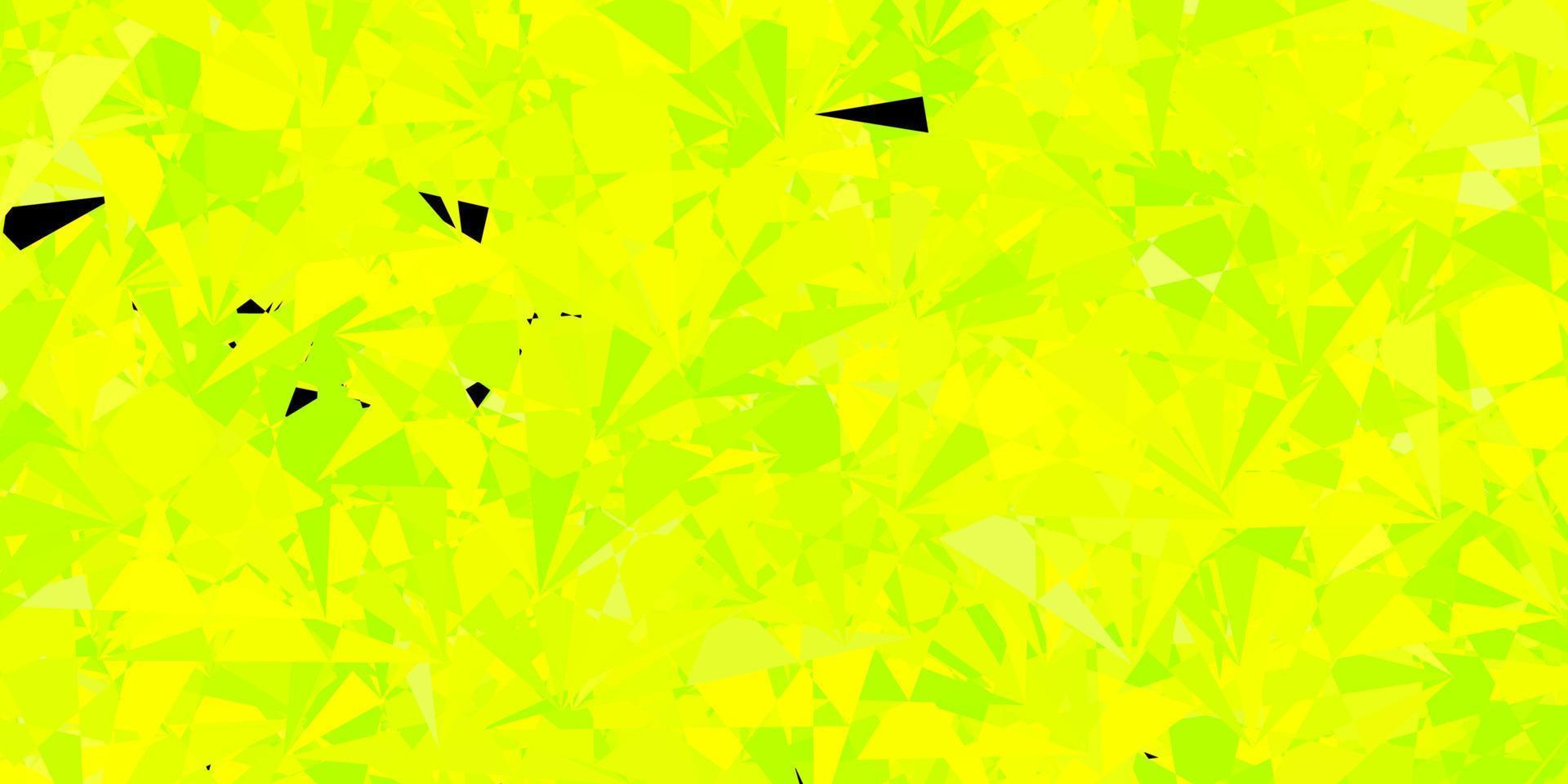 dunkelgrüner, gelber Vektorhintergrund mit Dreiecken, Linien. vektor