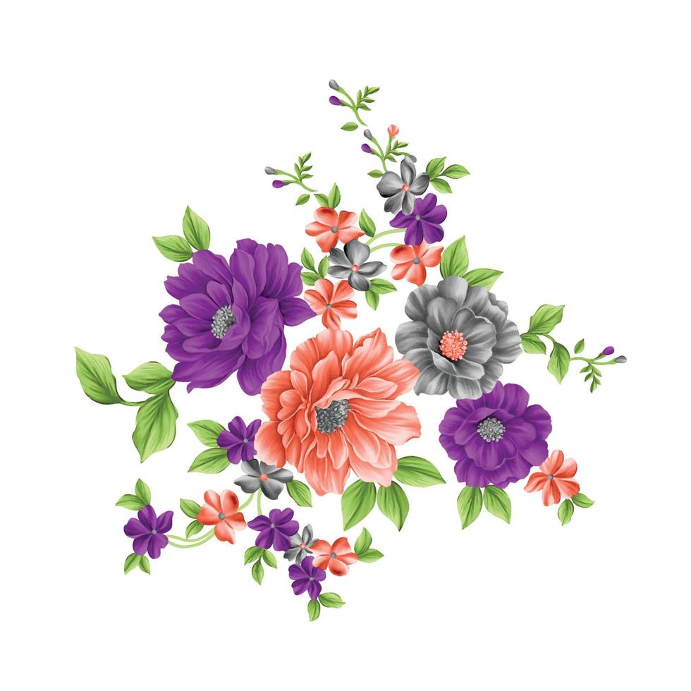 Blumenaquarellillustration, botanischer Blumenhintergrund, dekoratives Blumenmuster, digital gemalte Blume, Blumenmuster für Textildesign, Blumensträuße, Blumenhochzeitseinladungsschablone. vektor