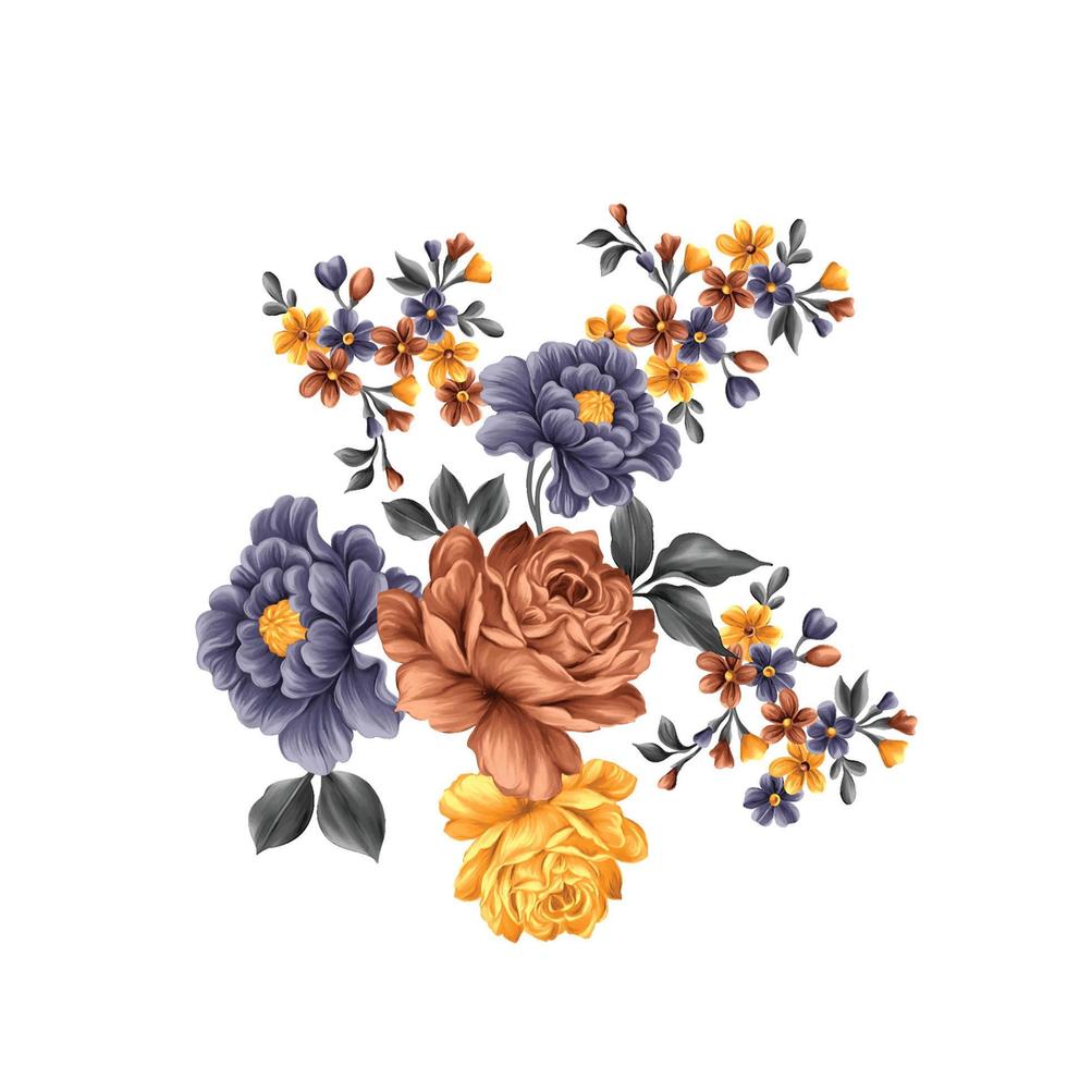 Blumenaquarellillustration, botanischer Blumenhintergrund, dekoratives Blumenmuster, digital gemalte Blume, Blumenmuster für Textildesign, Blumensträuße, Blumenhochzeitseinladungsschablone. vektor