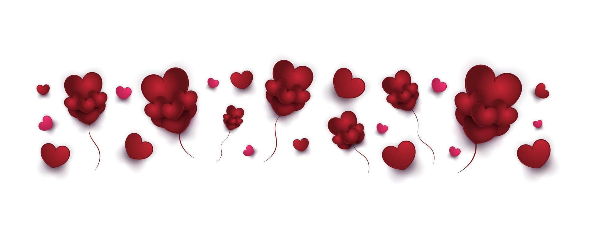 söt röd hjärta ballonger illustration isolerat på transparent bakgrund. hjärtans dag dekoration element vektor