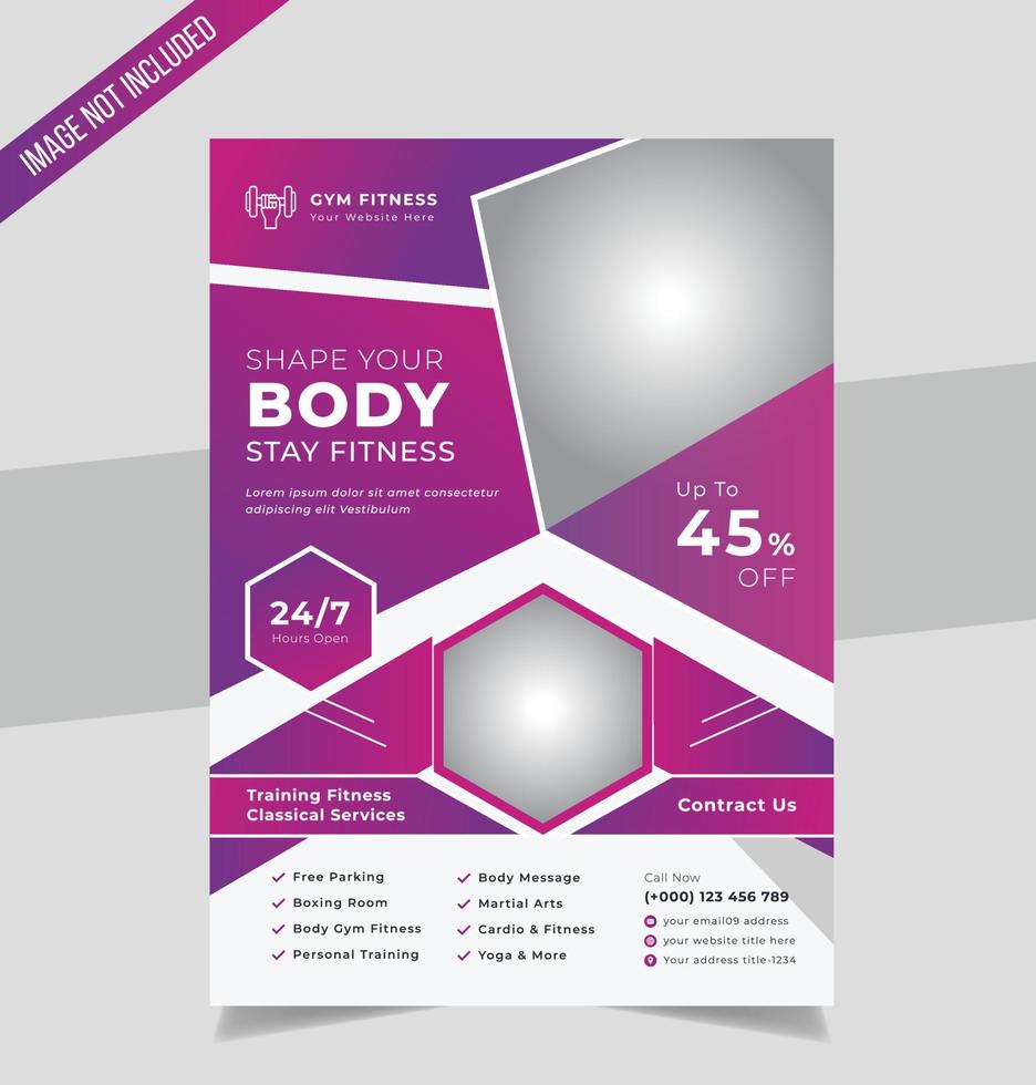 Fitness-Flyer-Designvorlage für den Körper des Fitnessstudios vektor