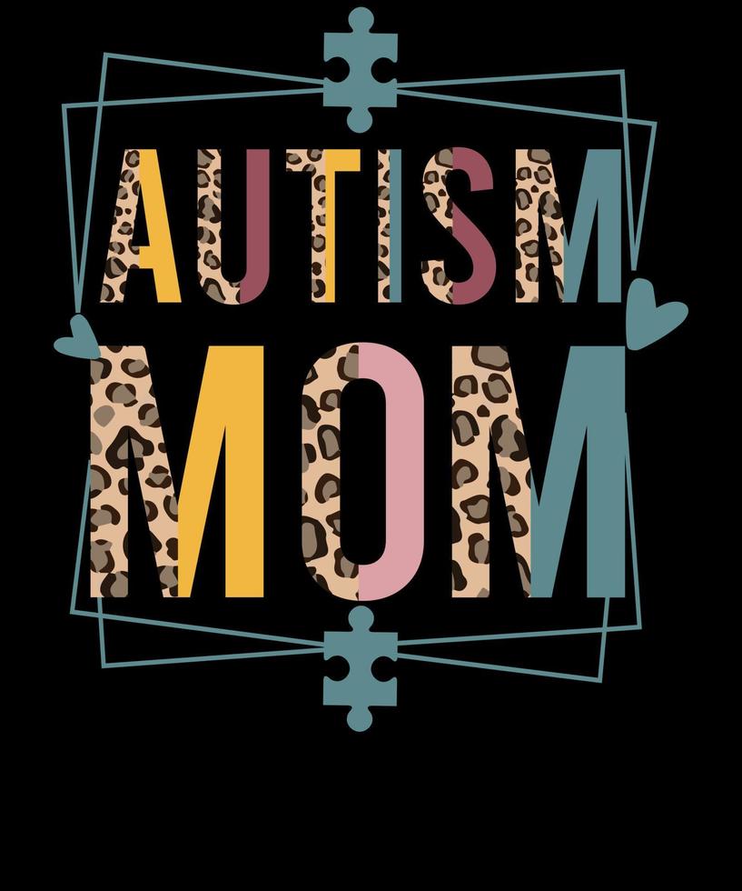 autism mamma autism medvetenhet leopard t skjorta design för autism mamma vektor