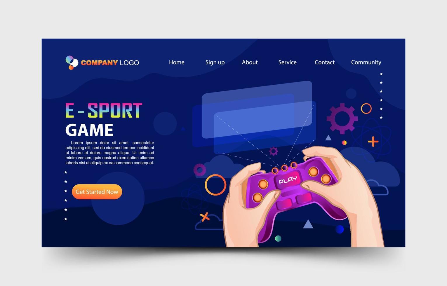 Spiel-Landing-Page-Design vektor