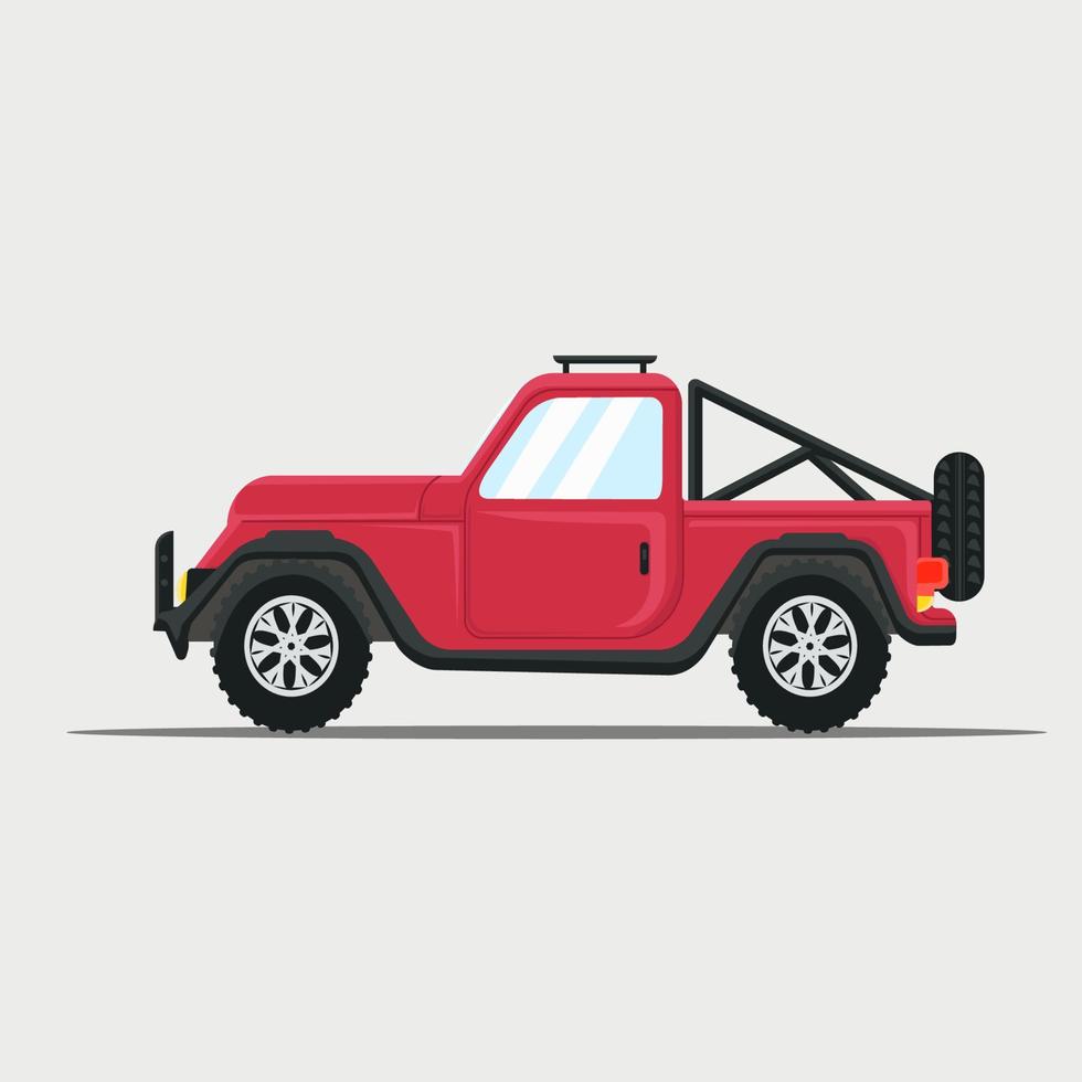 Off-Road-Fahrzeug rote Farbe .extreme Sportfahrzeug Vektor-Illustration flachen Stil Design vektor