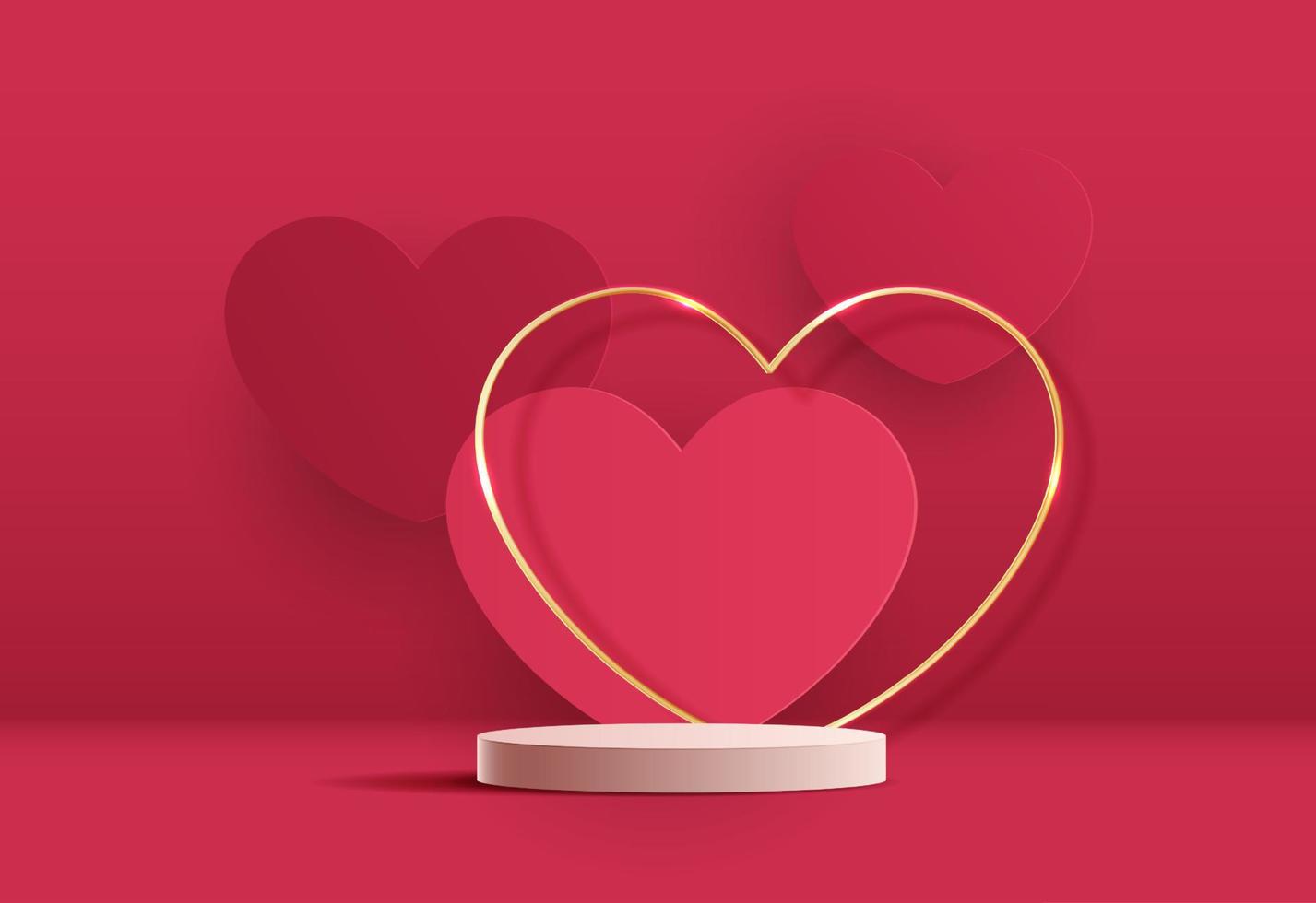 rosafarbene podiumanzeigehintergrundprodukte für valentinstag in der liebesplattform. stehen, um kosmetik mit handwerklichem stil zu zeigen. symbole der liebe für glücklich. Vektordesign. vektor