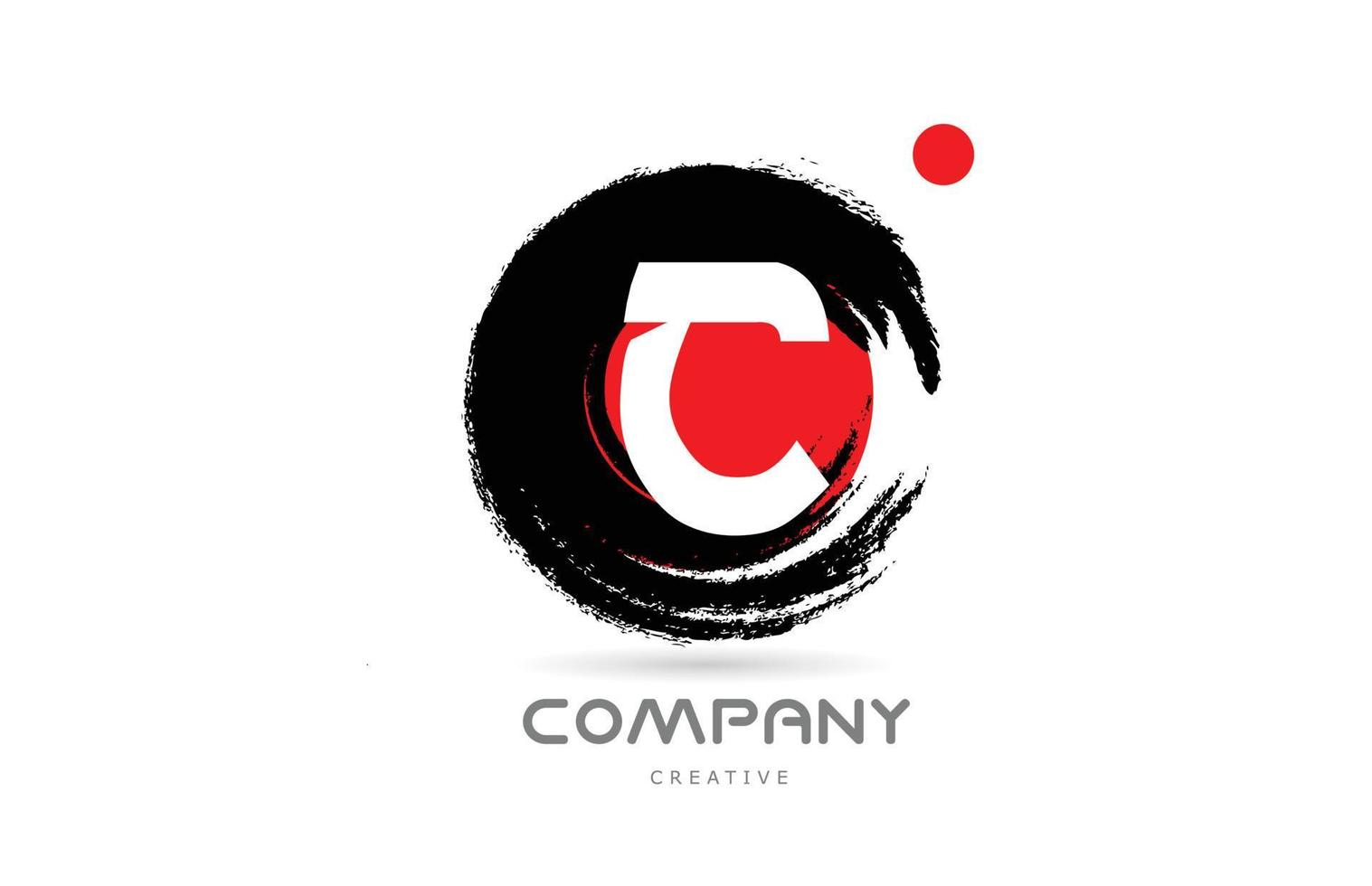 Grunge-c-Alphabet-Buchstaben-Logo-Icon-Design mit Schriftzug im japanischen Stil. kreative vorlage für unternehmen vektor