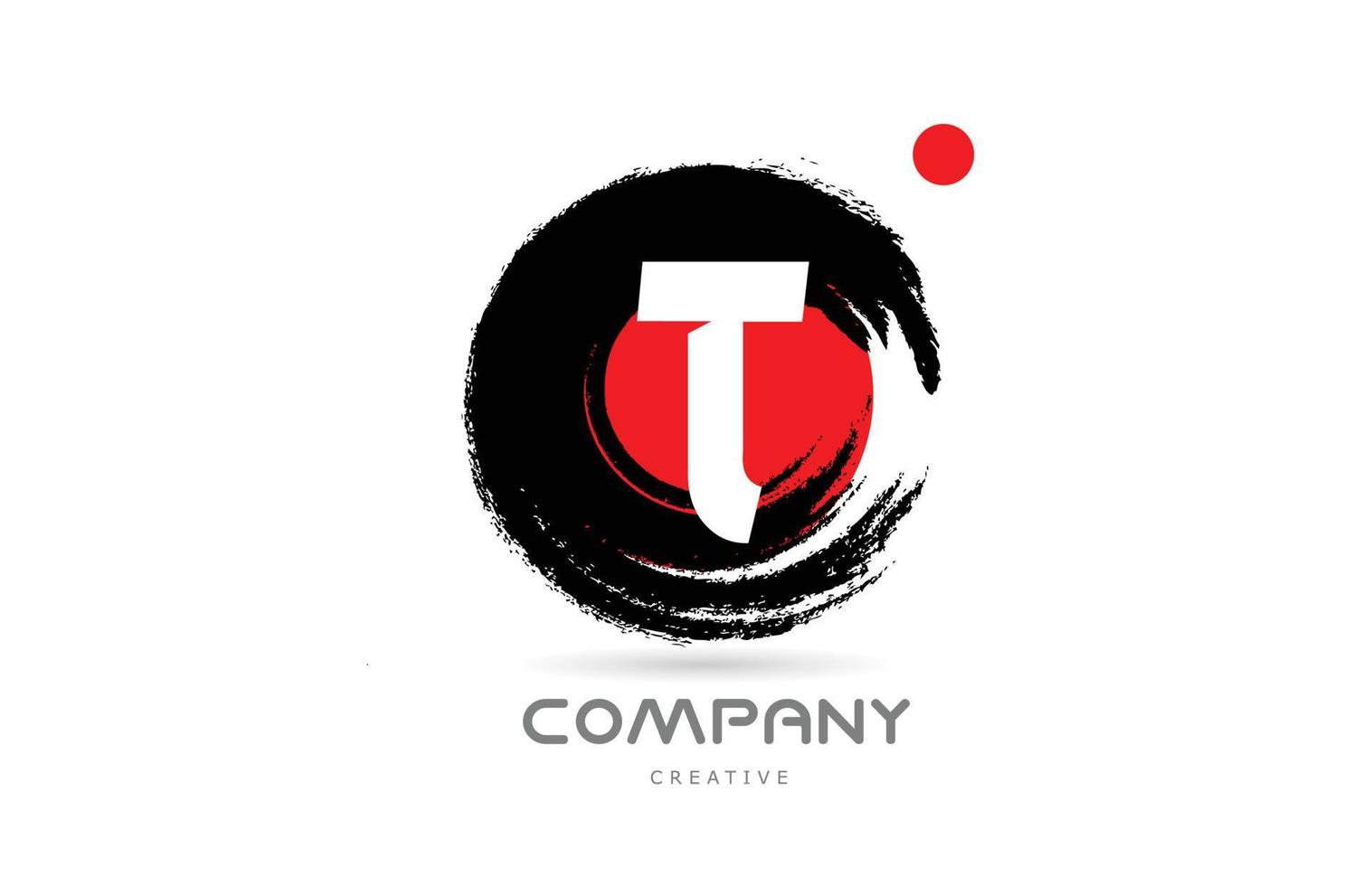 Grunge t-Alphabet-Buchstaben-Logo-Icon-Design mit japanischer Schrift. kreative vorlage für unternehmen vektor
