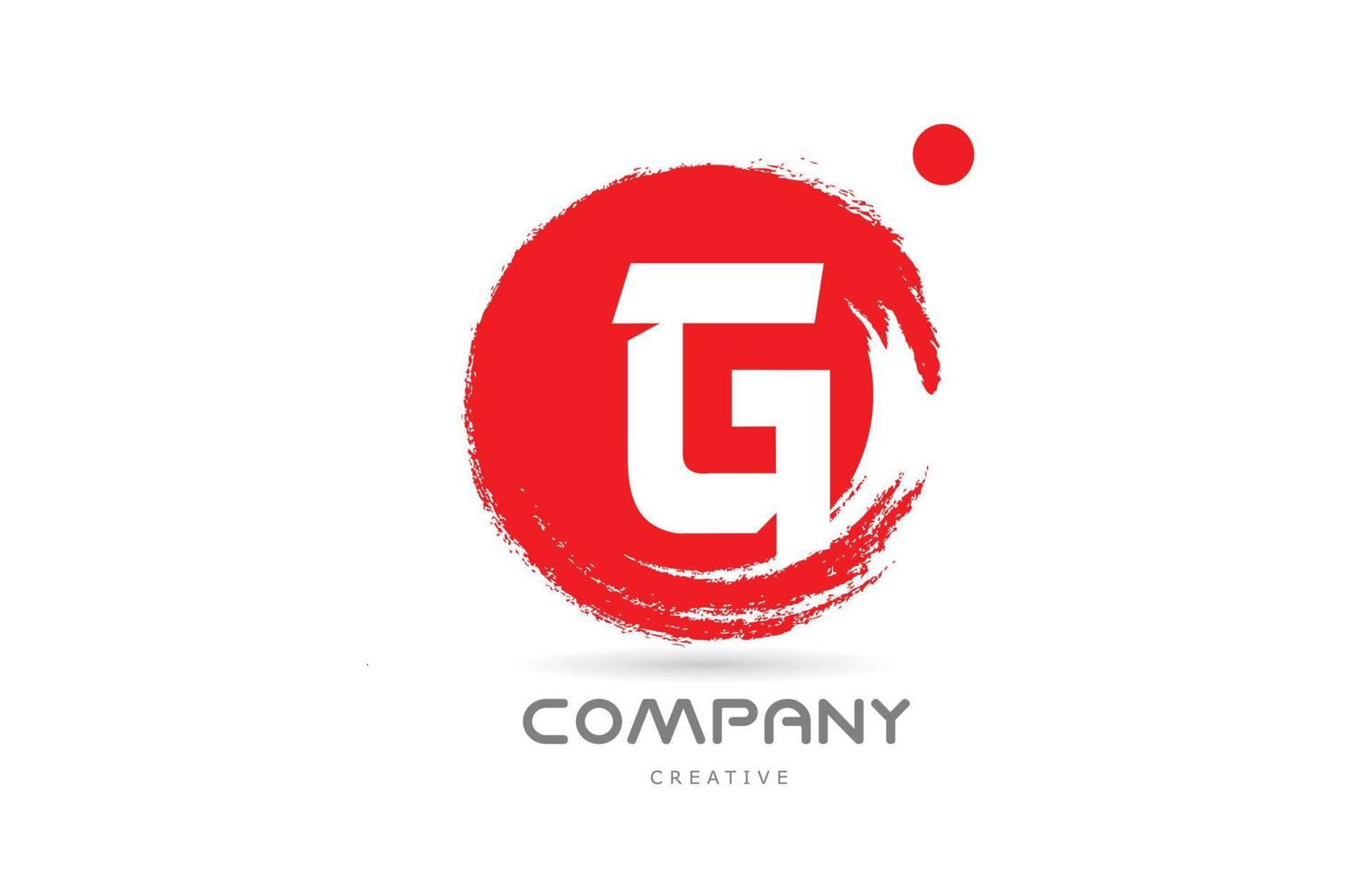 rotes g-Grunge-Alphabet-Buchstaben-Logo-Icon-Design mit Schriftzug im japanischen Stil. kreative vorlage für geschäft und unternehmen vektor