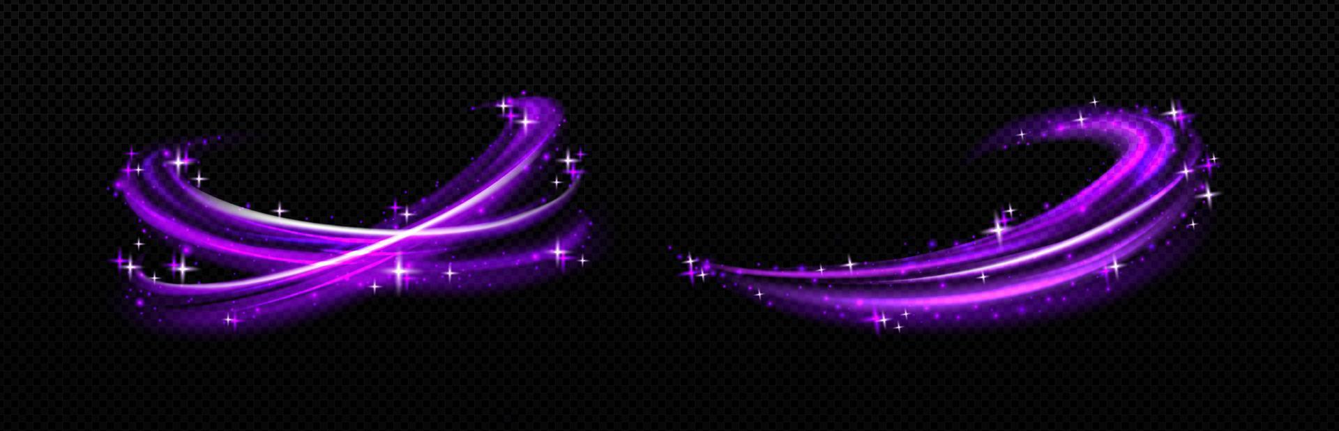 magischer effekt, lila luftwirbel mit weißen sternen vektor
