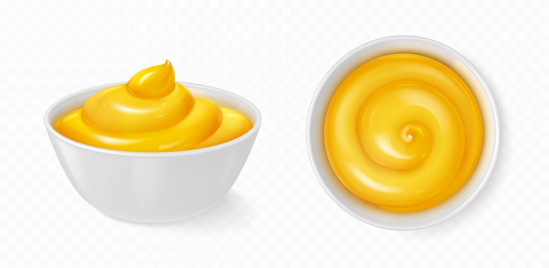 realistisk vit skål med dijon senap eller honung vektor