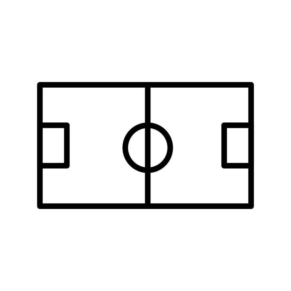 Fußballfeld-Symbollinie isoliert auf weißem Hintergrund. schwarzes, flaches, dünnes Symbol im modernen Umrissstil. Lineares Symbol und bearbeitbarer Strich. einfache und pixelgenaue strichvektorillustration vektor