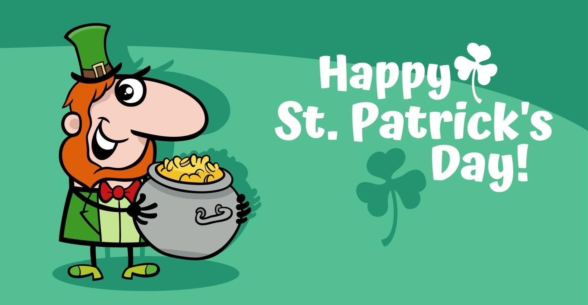 Saint Patrick Day Design mit Cartoon-Kobold mit Gold vektor