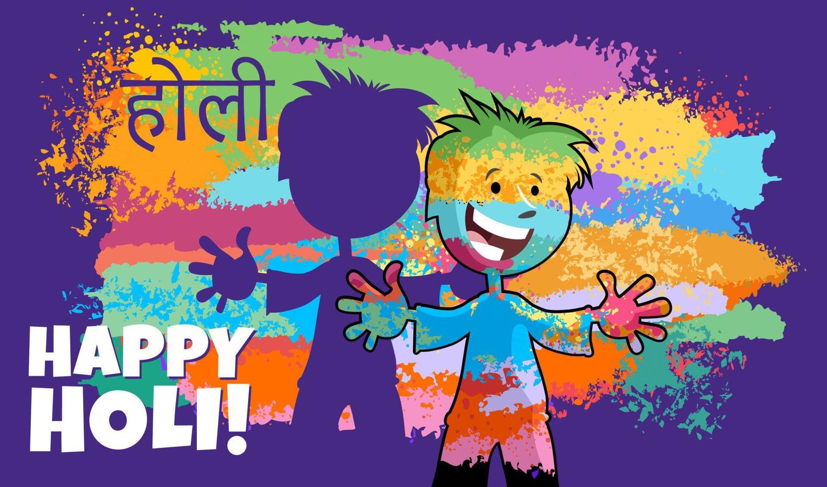 hinduistisches Holi-Festival-Design mit Comic-Charakter vektor