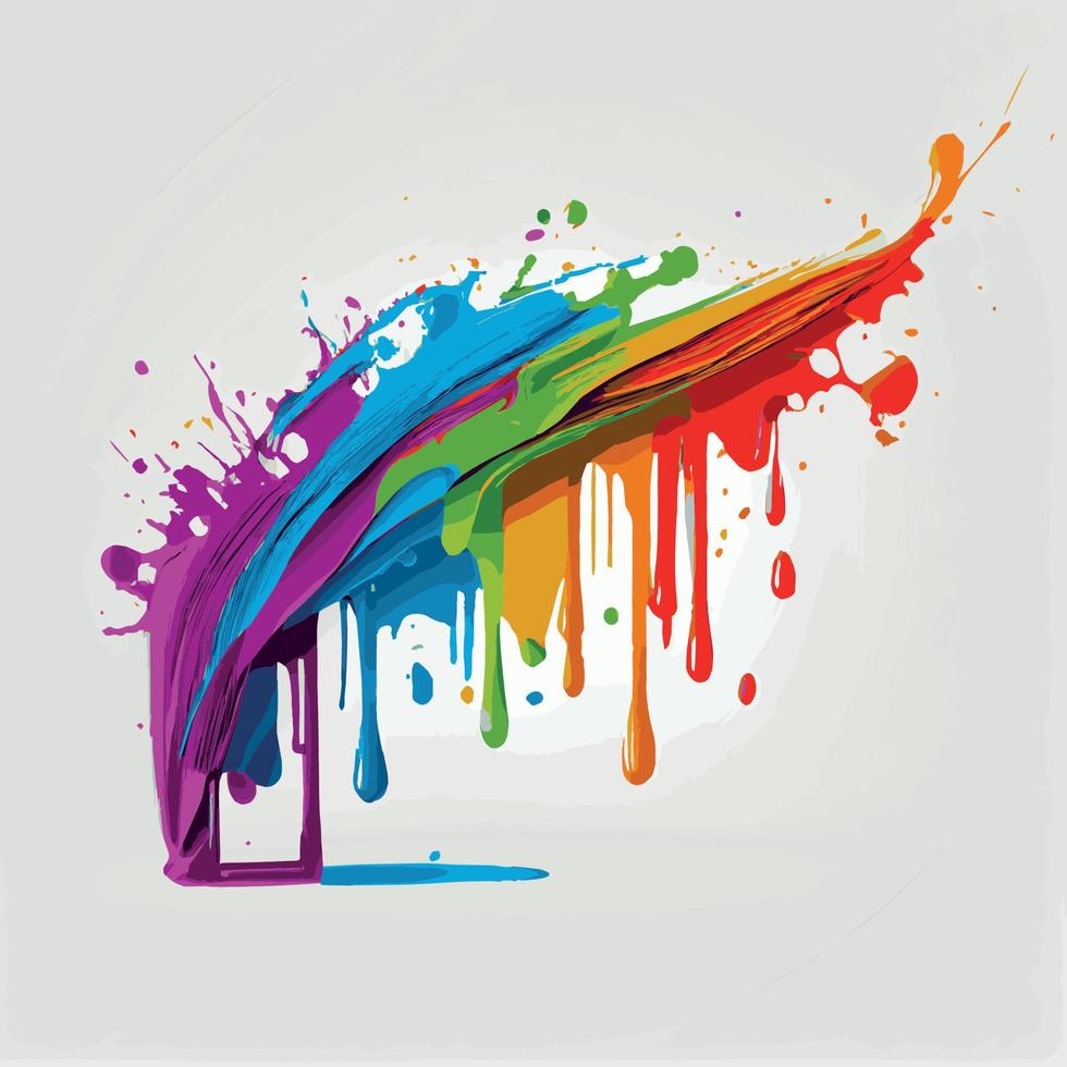 Abstriche, farbige Farbflecken auf weißem Hintergrund, mehrfarbige Farben, Regenbogen - Vektor