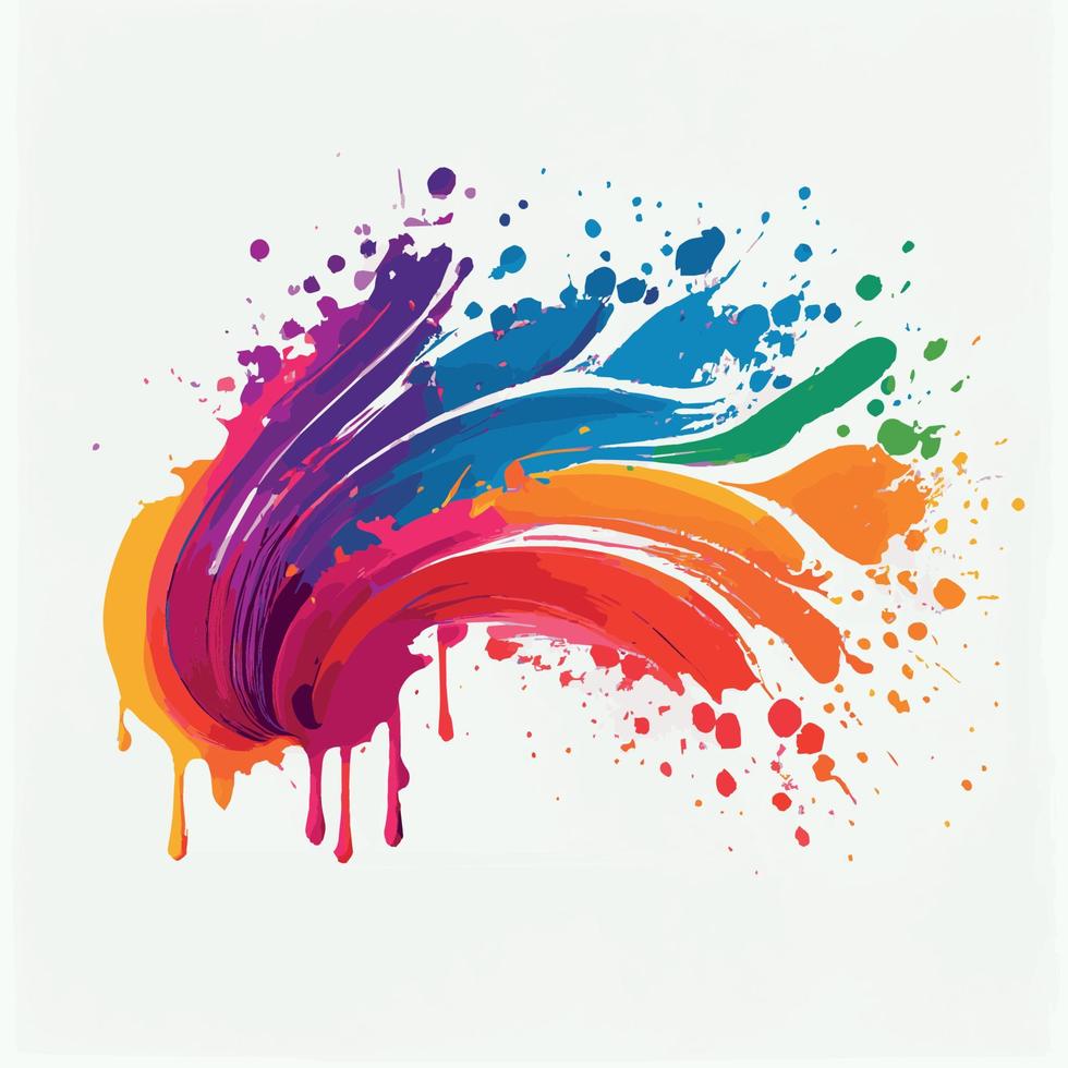 utstryk, fläckar av färgad måla på en vit bakgrund, flerfärgad färger, regnbåge - vektor