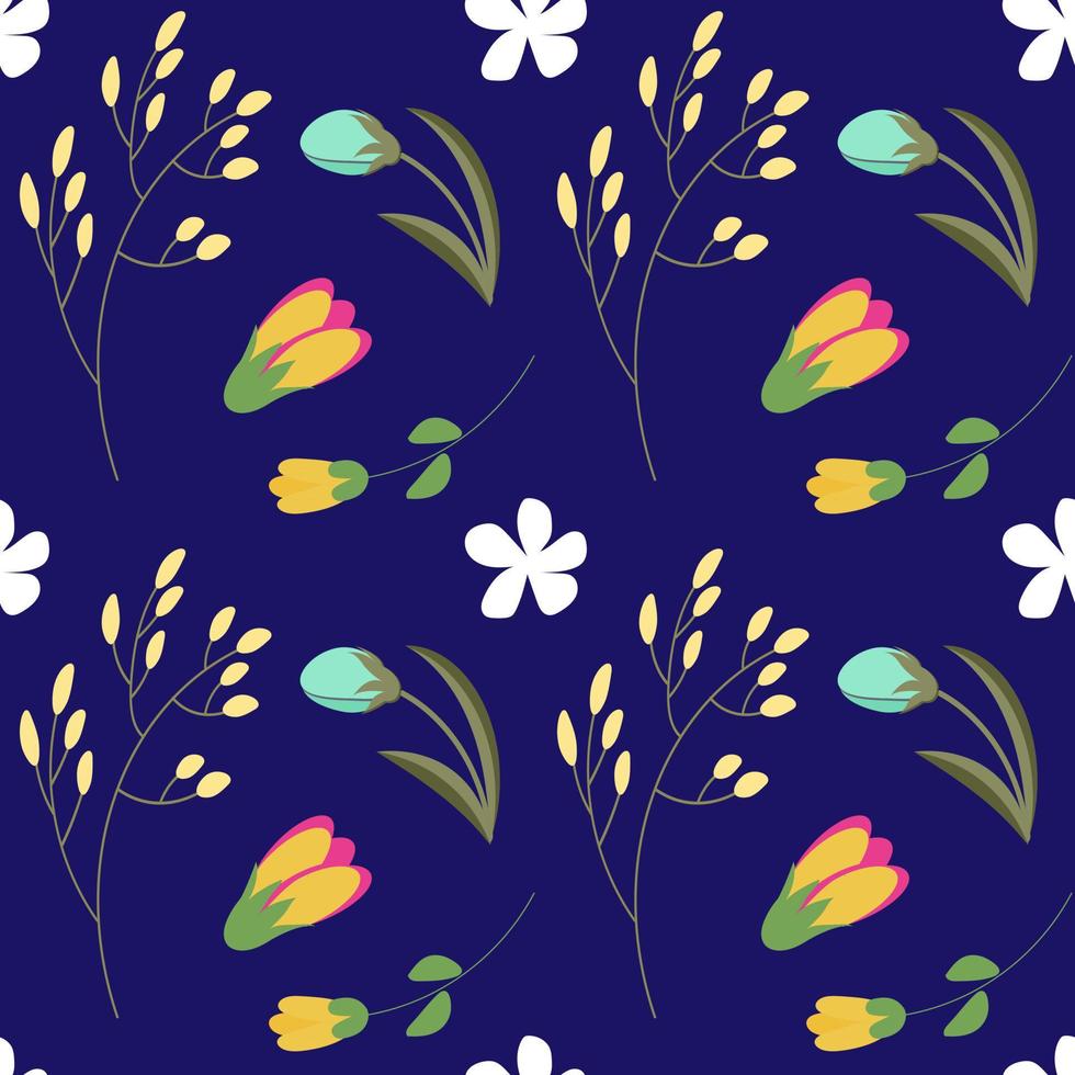 nahtlose Blumenmuster. Frühlingsblumen Hintergrund. Vektor-Illustration vektor