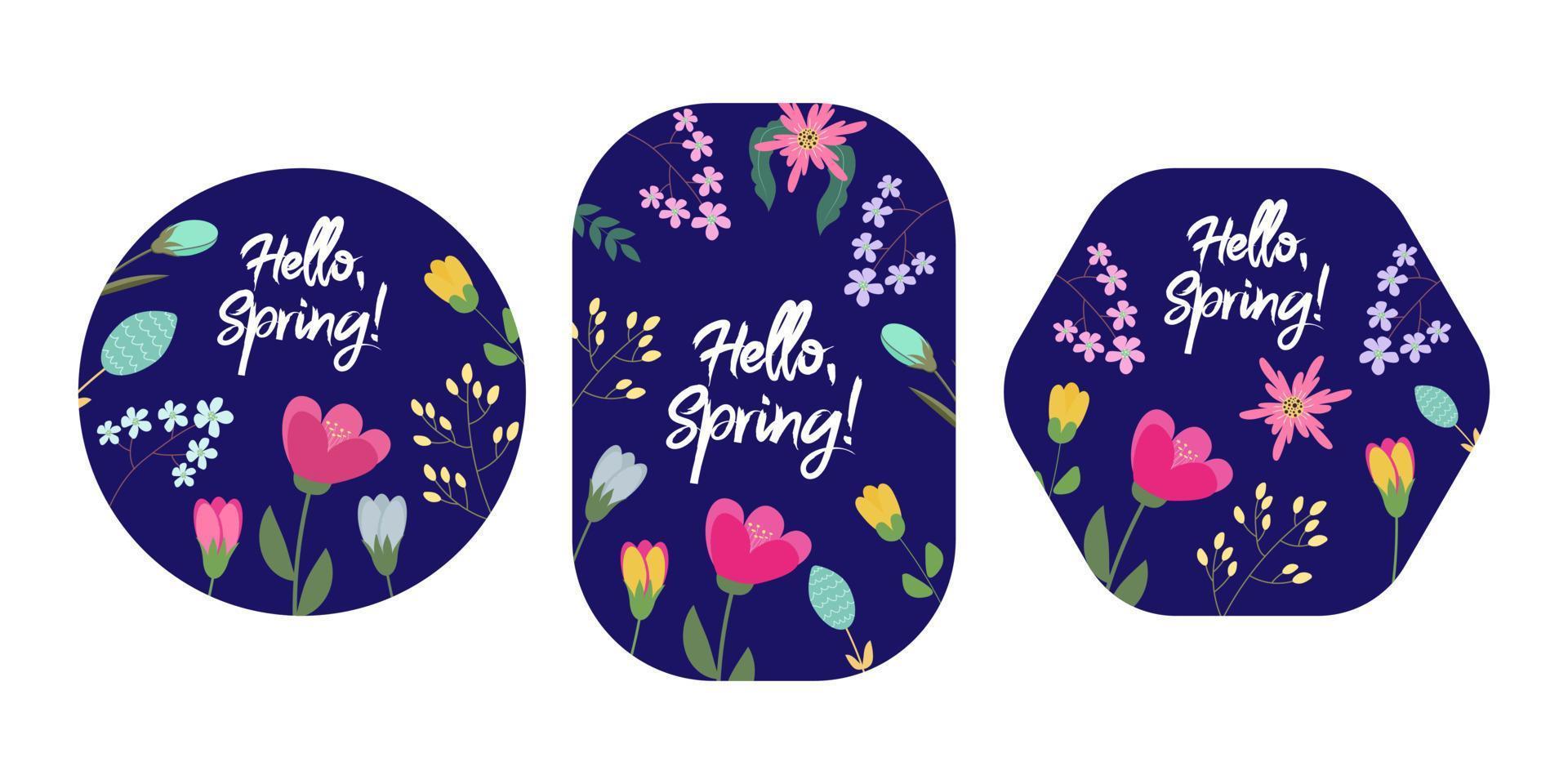 Etiketten für Frühlingsblumen. Set von Frühlingsblumen-Banner. Vektor-Illustration vektor