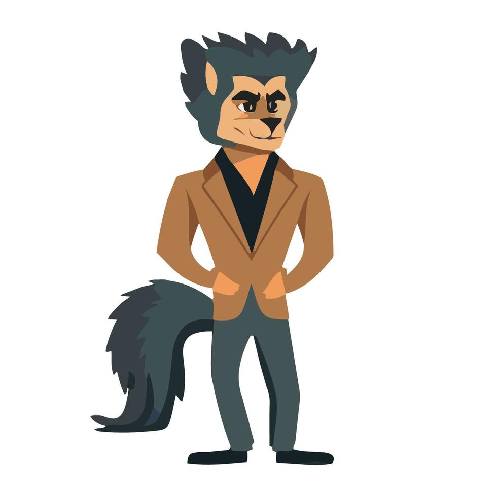 Löwe im Business-Anzug Zeichentrickfigur Vektor flache Illustration, Löwe im Anzug ClipArt