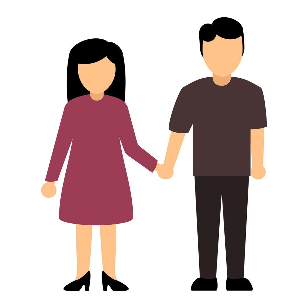 Lycklig vuxen par är innehav händer. platt grafisk design element. relation och familj begrepp vektor illustration