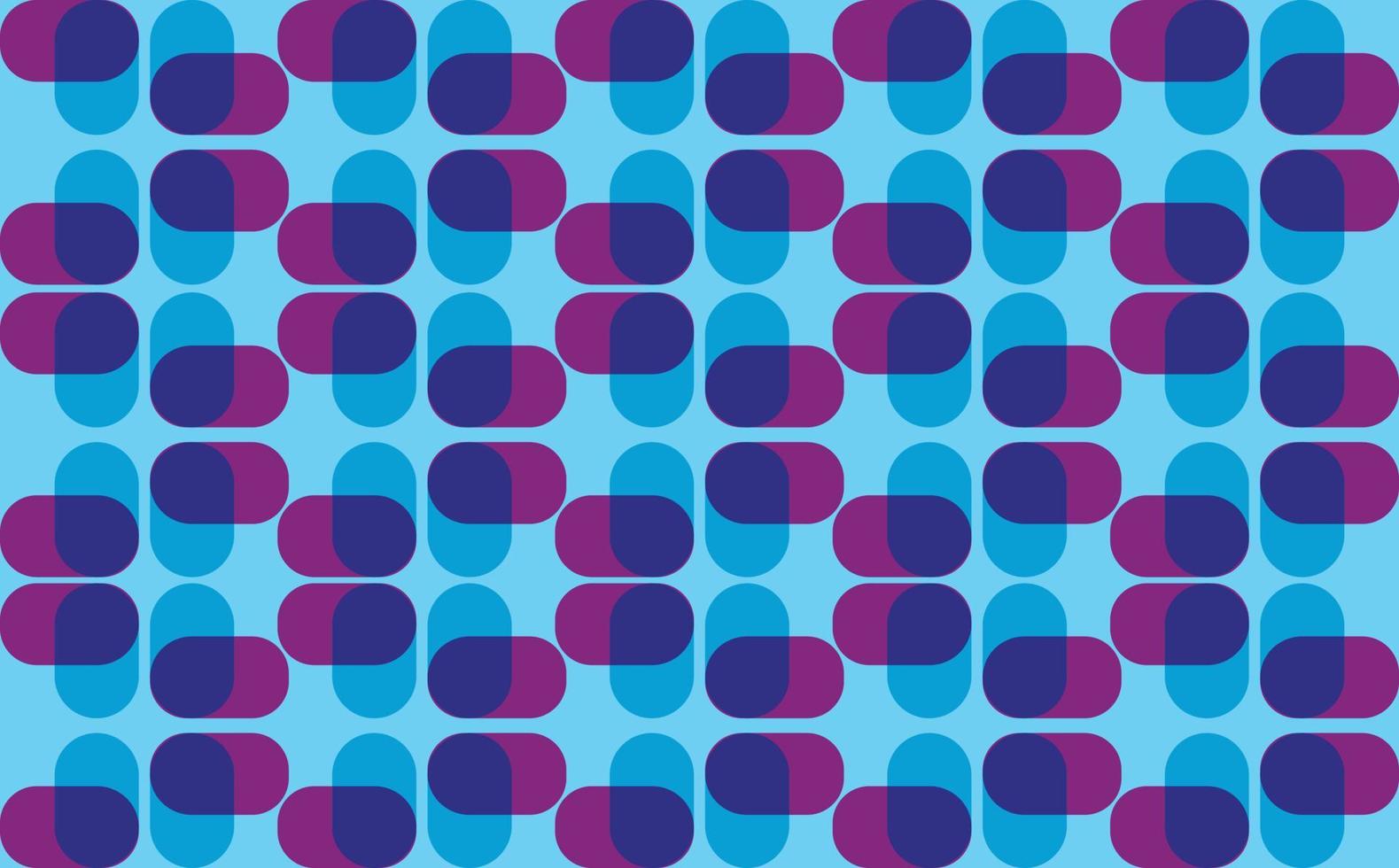 blå och lila färgad överlappande avrundad geometrisk former mönster. abstrakt bakgrund för tapet, tyg, grafik, omslag, affisch, mall, och kort. vektor