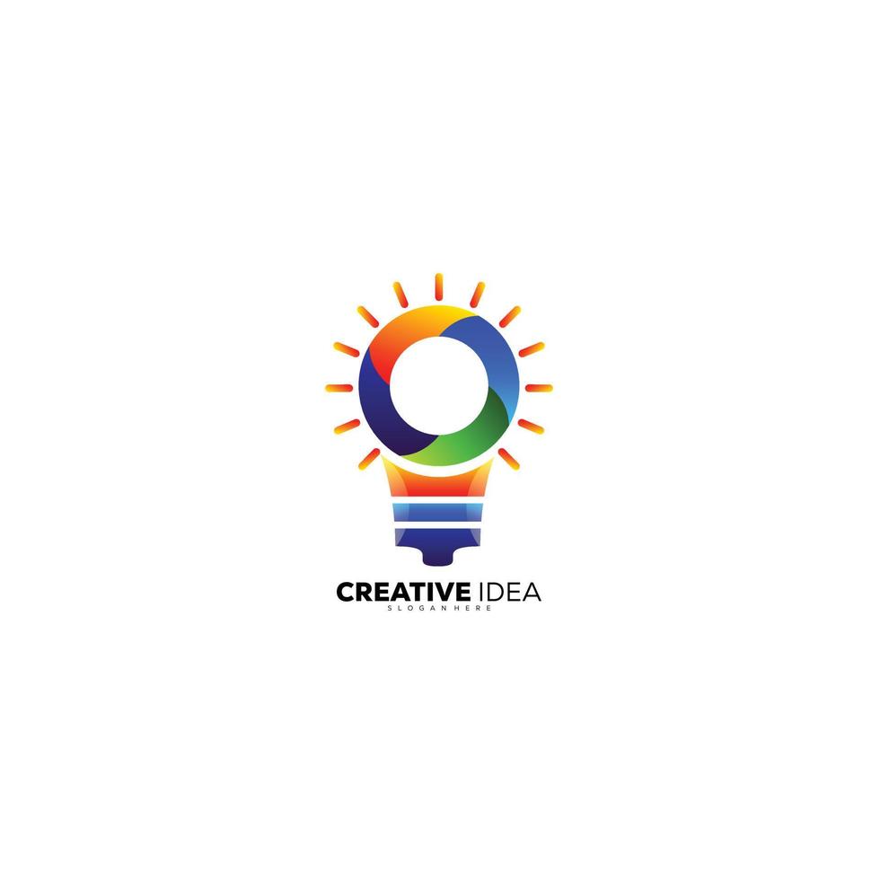 Glödlampa aning design logotyp färgrik för ikon för företag vektor