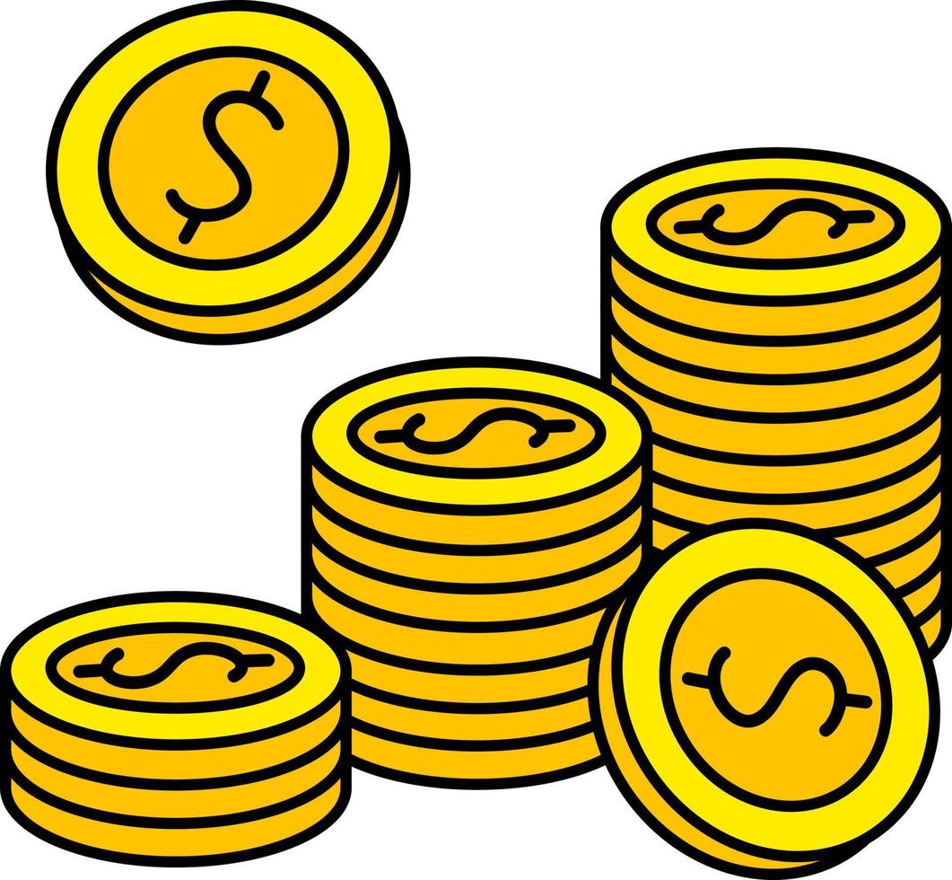 mynt lugg pengar kontanter företag finansiell handel Bank illustration färgad översikt vektor