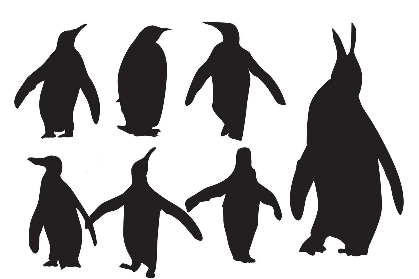 vektorflacher illustrationssatz von pinguinen in verschiedenen posen. erwachsene Vögel und Küken. Vektor-Illustration, isoliert auf weißem Hintergrund. vektor