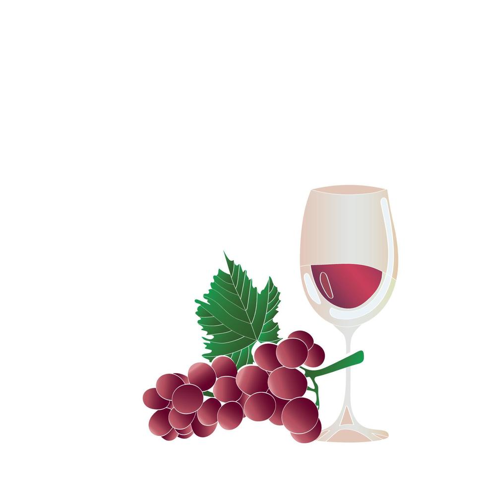 glas av vin och vindruvor. vektor illustration.