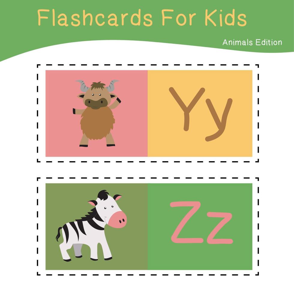 söt djur- Flash-kort för barn. redo till skriva ut. tryckbar spel kort. pedagogisk kort för förskola. vektor illustration.
